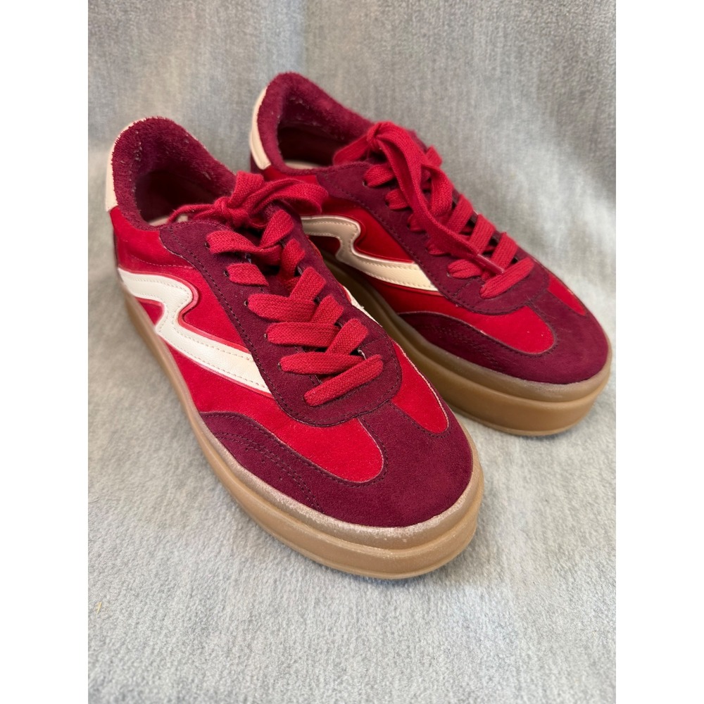 Madden Girl NY Mightty Platform Sneakers Womens 6 Red Burgundy Suede Gum Sole